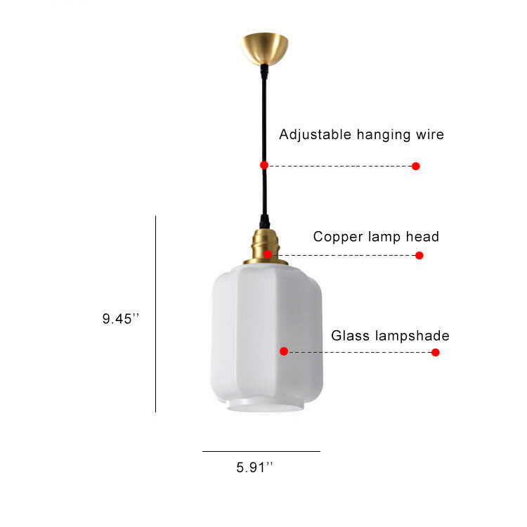 Nordic Vintage White Glass 1-Light Pendant Light