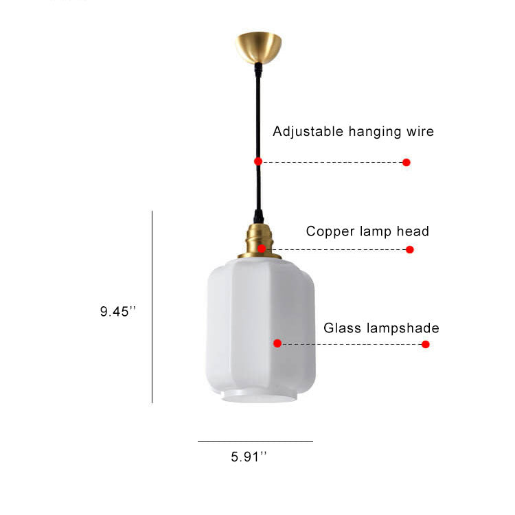 Nordische Vintage-Pendelleuchte aus weißem Glas mit 1 Leuchte 