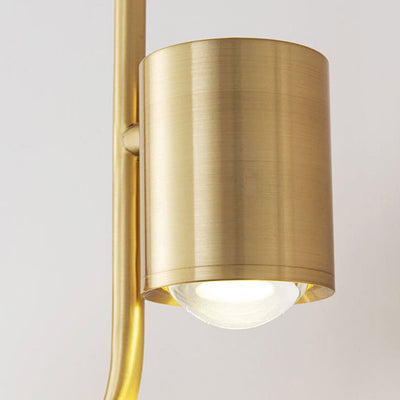 Modern Light Luxury Brass Cylinder Design LED Mini Pendant Light