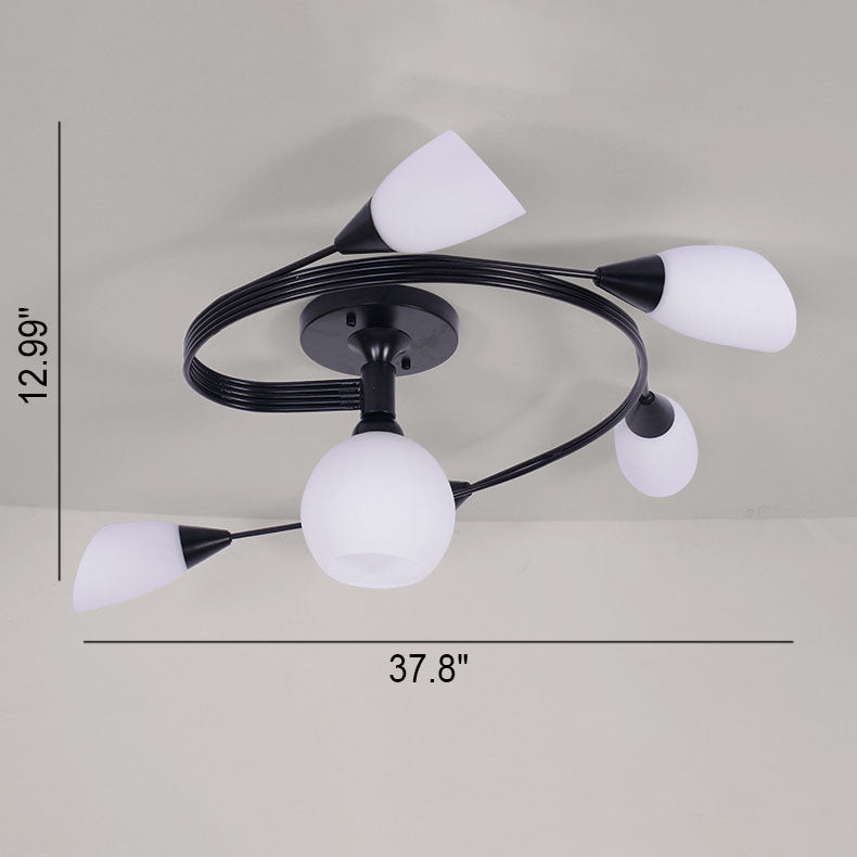 Moderner, minimalistischer Kronleuchter aus Glas und Metall mit 4/6 Leuchten 