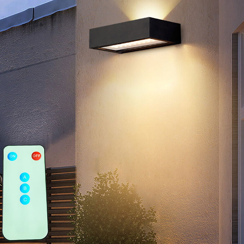 Lámpara de Aplique de Pared LED de Control Remoto Solar de Vidrio de Aleación de Aluminio para Exteriores 