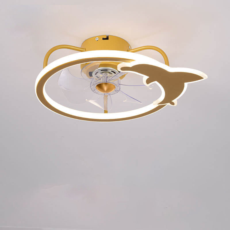 Childlike Star/Dolphin Design Quiet LED Flush Mount Fan Light