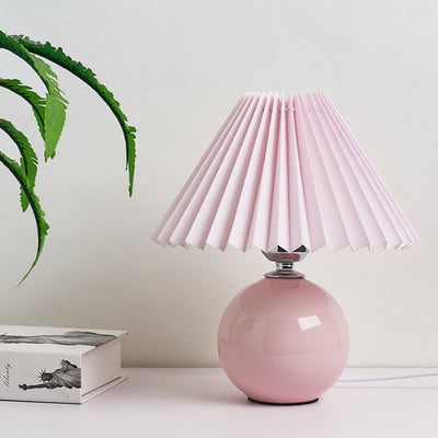 Nordic Minimalist Ceramic Pleated 1-Light Table Lamp