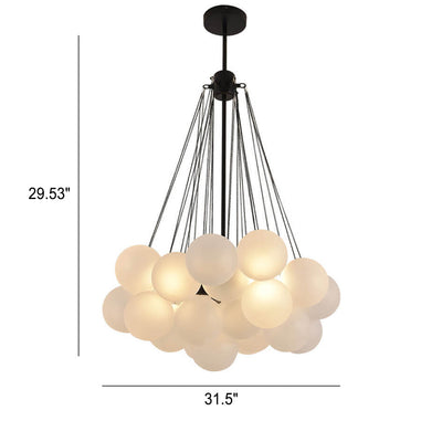 Nordic Minimalist Solid Color Round Ball Hardware Glass 3-Light Chandelier