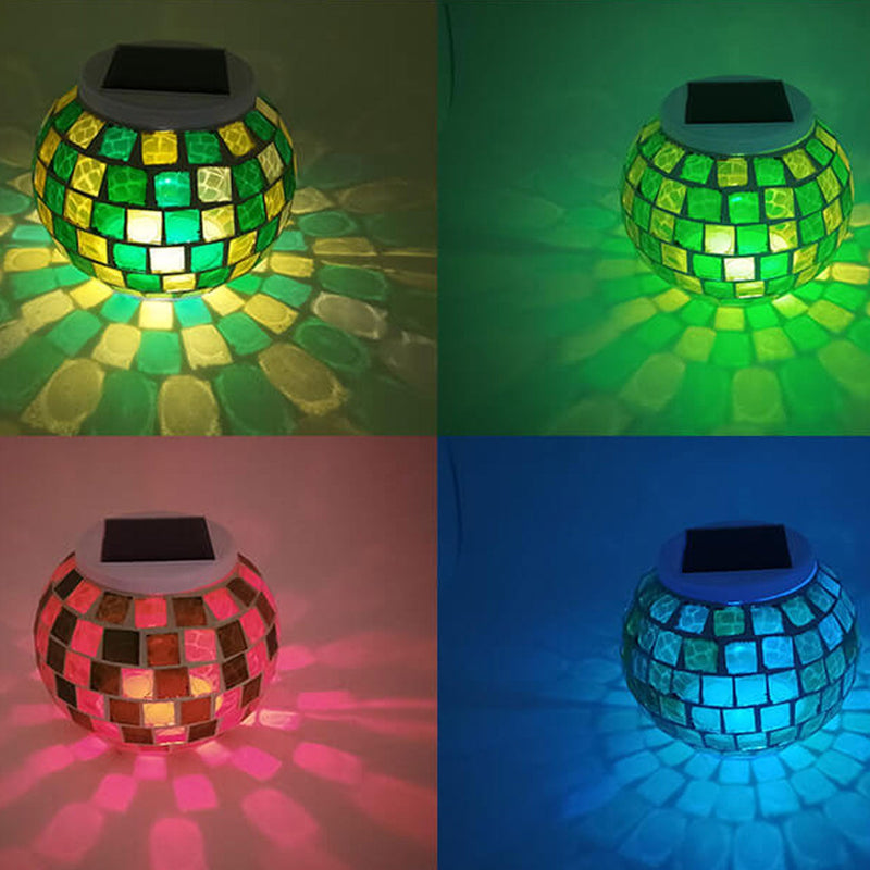 Solar Garden Green Grid Glass Jar LED Decorative Path Light