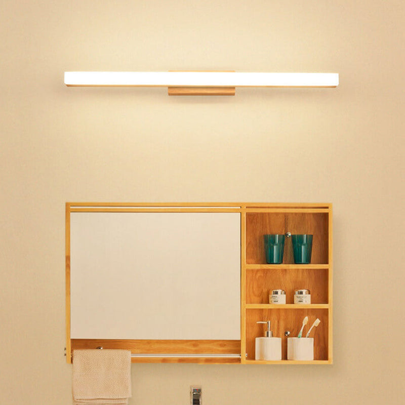 Nordic Minimalist Wooden Long Strip Vanity Light LED-Wandleuchte 