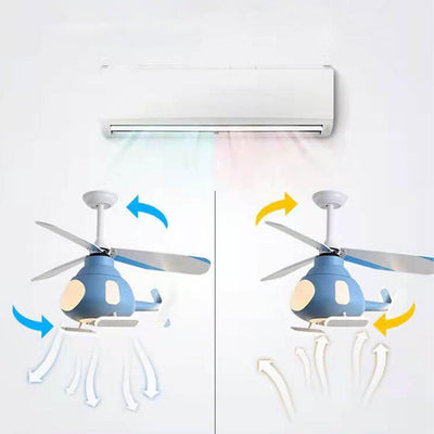 Cartoon Creative Aircraft Design LED Downrods Ceiling Fan Light