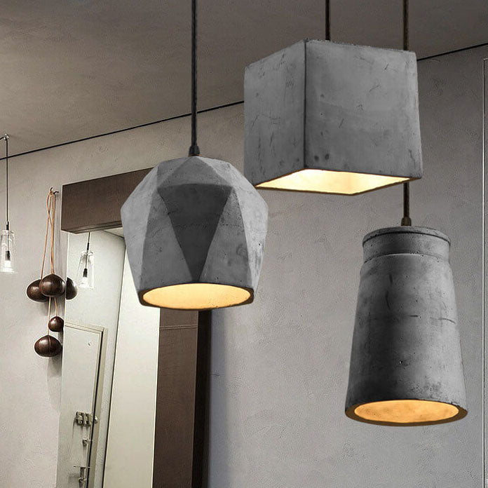 Simplicidad Industrial Lámpara Colgante Geométrica de Cemento de 1 Luz 