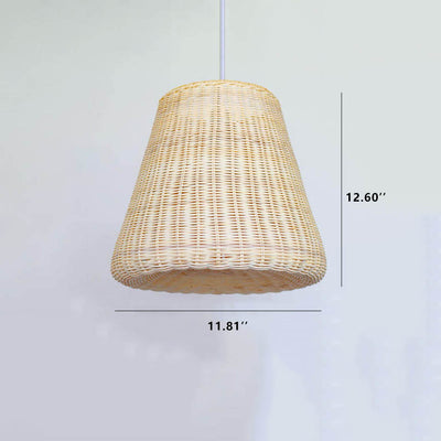 Rustic Rattan Weaving Cylinder Dome 1-Light Pendant Light