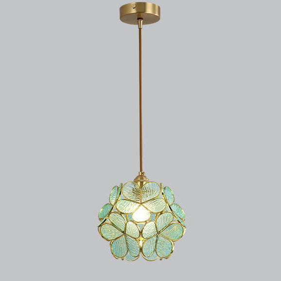 Modern Colorful Water-grain Glass 1-Light Flower Ball Pendant Light