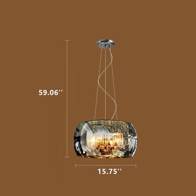 Modern Glass Shade Crystal Hanging 6-Light Chandelier