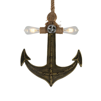 Industrielle Eisen Retro Ankerform 2-Licht Pendelleuchte 
