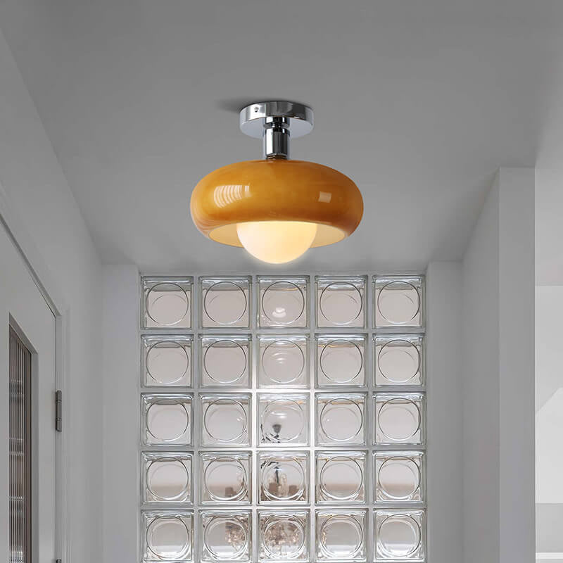 Modern Glass Creative Egg Tart Design 1-Light Flush Mount Light