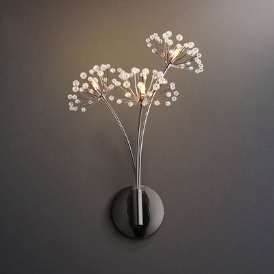 Modern Light Luxury Crystal Dandelion 3-Light Wall Sconce Lamp