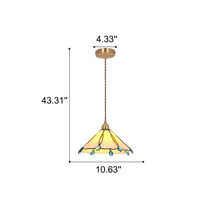 Vintage Tiffany Buntglas Regenschirm Form 1-Licht Pendelleuchte 