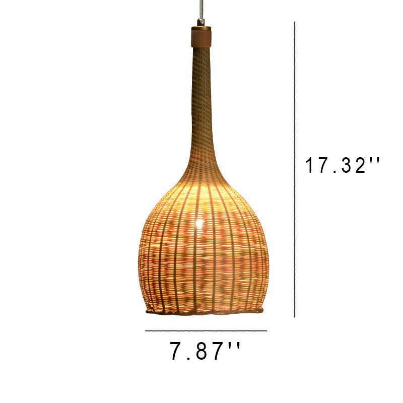 Bamboo Weaving Bottle Shape 1-Light Chinese Style Pendant Light