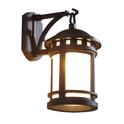 Retro Cylindrical Lantern Outdoor 1-Light Waterproof Wall Sconce Lamp