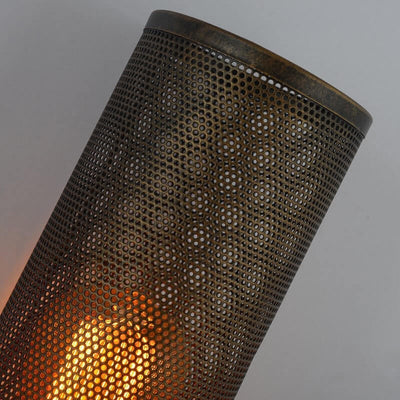 Industrial Vintage Cylinder Pipe Metal Mesh 1-Light Wall Sconce Lamp