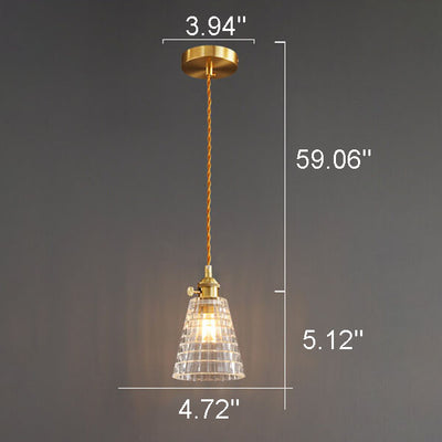 Modern Luxury Glass Bell Shade Brass 1-Light Pendant Light