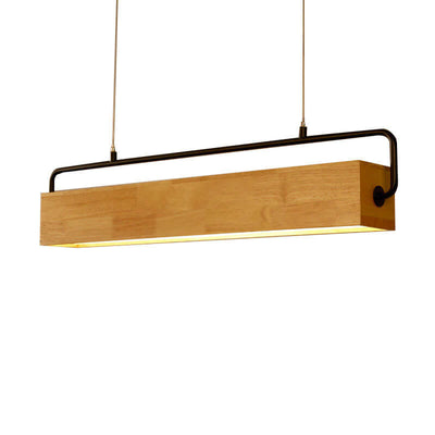 Nordic Minimalist Solid Wood Rectangular LED Chandelier