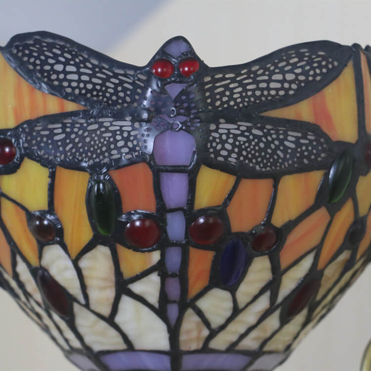 Tiffany Retro Dragonfly Glass 1-Light Wall Sconce Lamp