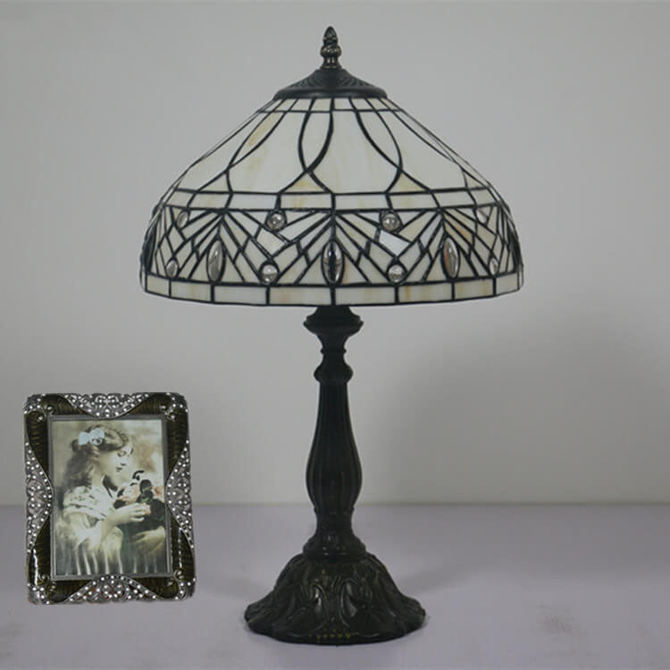 Lámpara de Mesa de 1 Luz con Vidrio de Piedras Preciosas Barroco Tiffany 