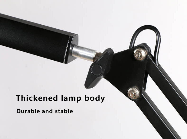 Lampe de bureau de lecture USB à pince à bras long pliable à LED pour protection des yeux