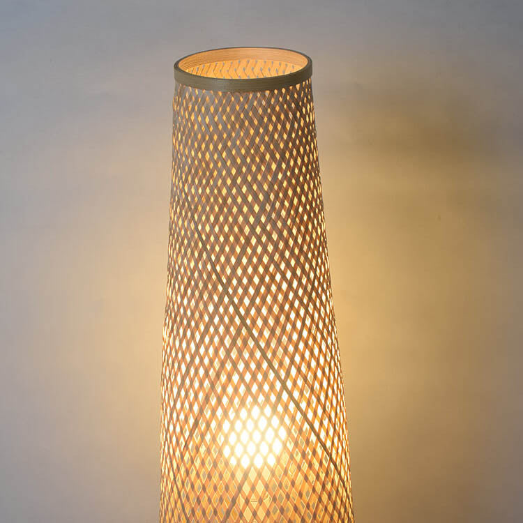 Moderne Bambus-Weberei Spalte 1-Licht LED Stehende Stehlampe 