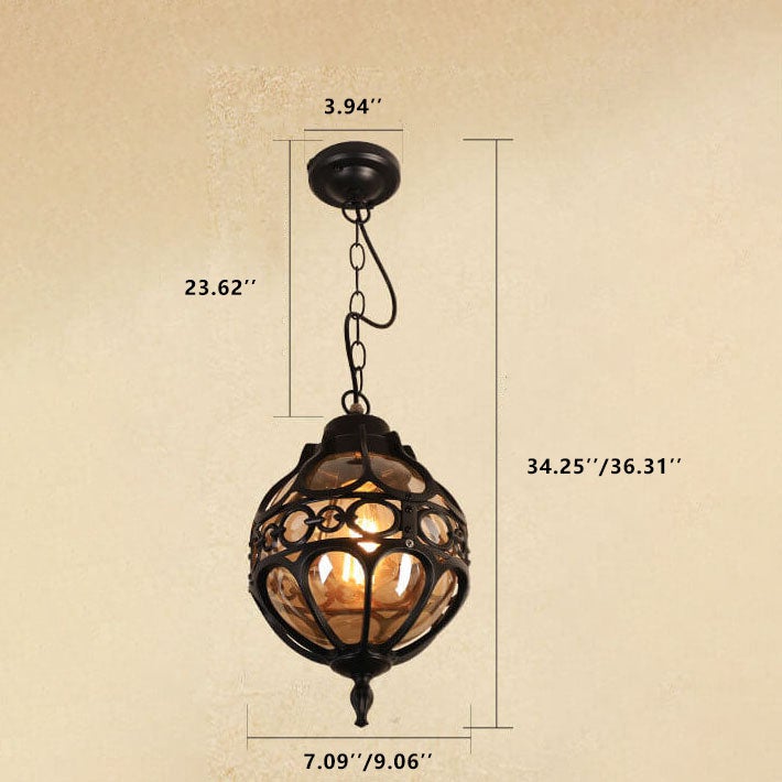 Suspension extérieure étanche à 1 lumière en forme de globe industriel rétro 