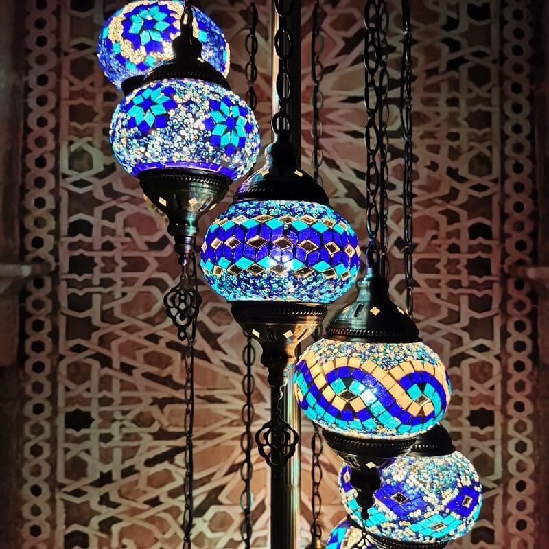 Retro Turkish Moroccan Globe 9-Light Standing Floor Lamp