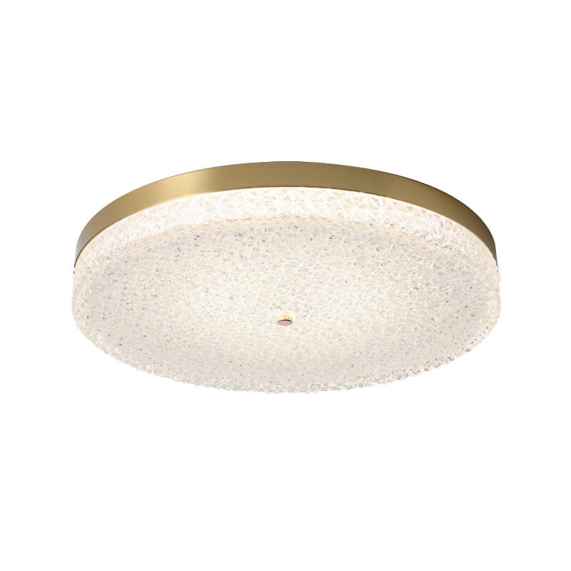 Modern Glass Brass Round LED Flush Mount Ceiling Light