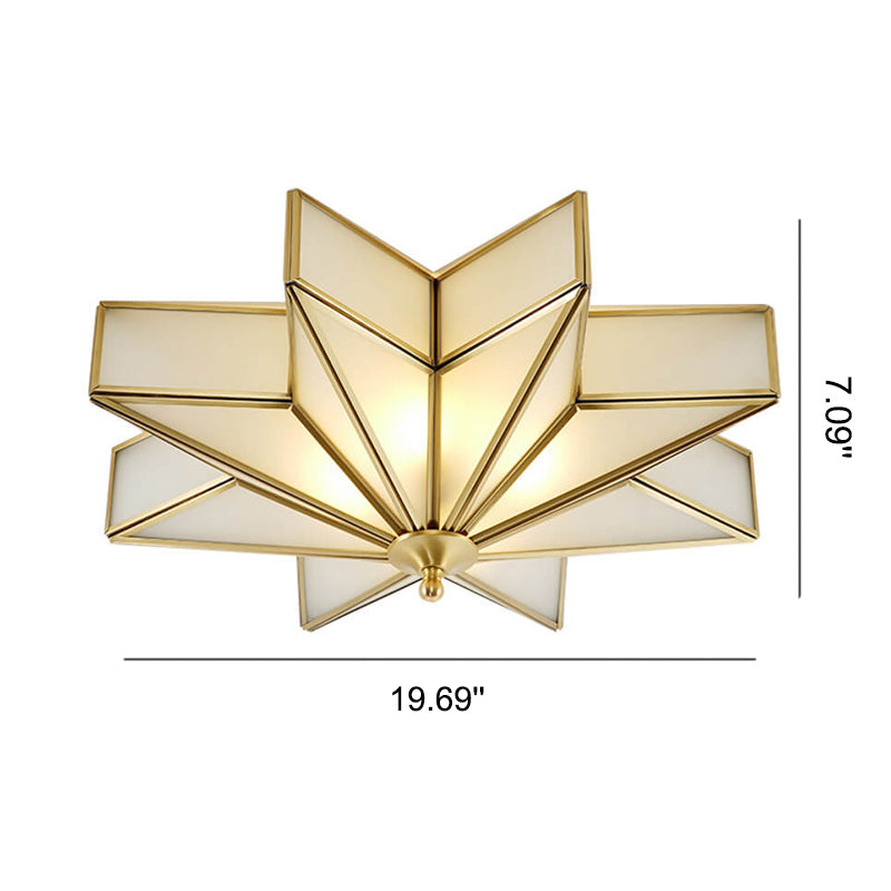 Modern Luxury Brass Pentagram 4-Light Flush Mount Ceiling Light