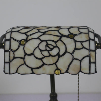 Vintage Tiffany Baroque Stained Glass 1-Light Zipper Switch Table Lamp