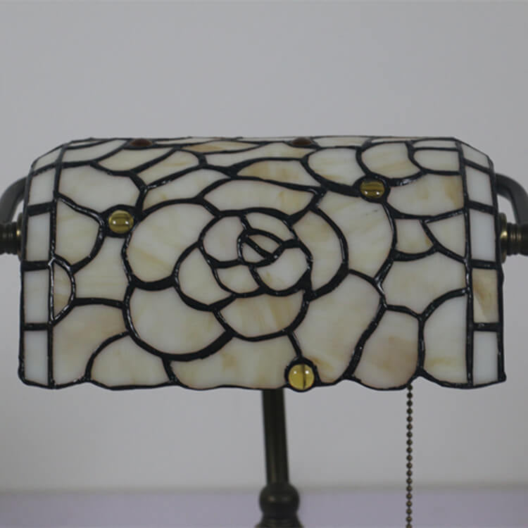 Vintage Tiffany Baroque Stained Glass 1-Light Zipper Switch Table Lamp