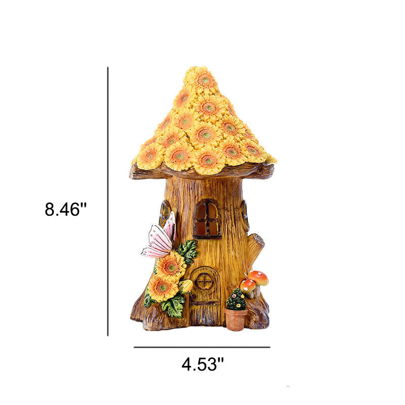 Solar Resin Tree House Outdoor LED Decorative Garden Light