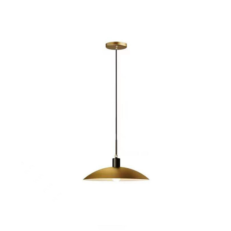 Minimalist Brass Flat Dome Shade 1-Light Pendant Light