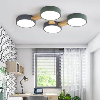 Modern Macaron Circle 3/4/5/8 Light LED Flush Mount Ceiling Light