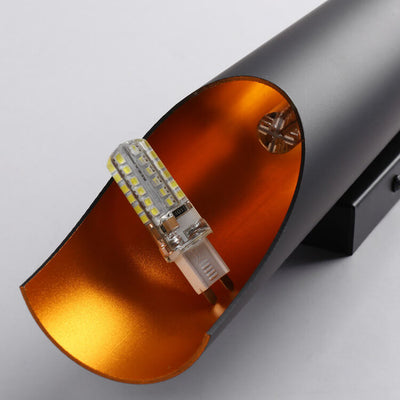 Moderne zylindrische Aluminium Schwarz Gold 2-Licht Wandleuchte 