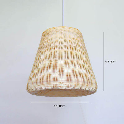 Rustic Rattan Weaving Cylinder Dome 1-Light Pendant Light