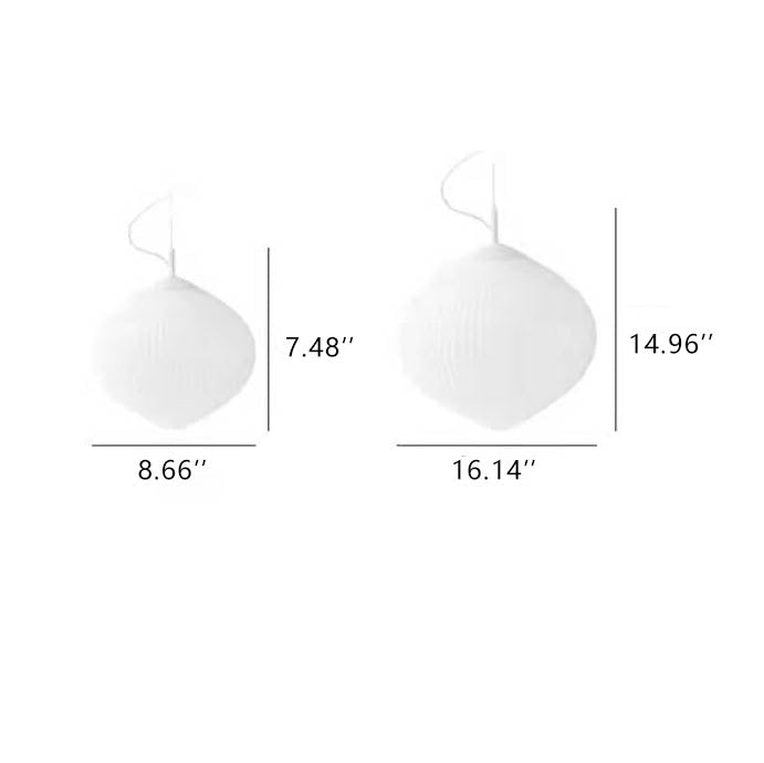 Moderne ovale 1-flammige Pendelleuchte aus milchweißem Glas 