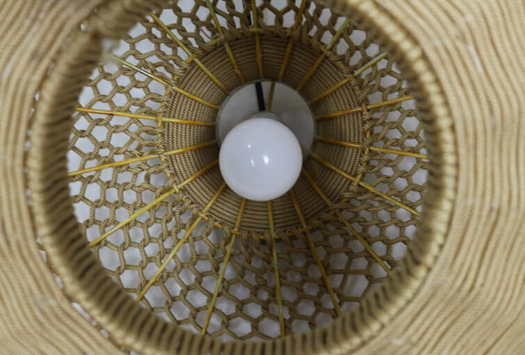 Retro Hanfseil Weben Säule 1-Licht Pendelleuchte 