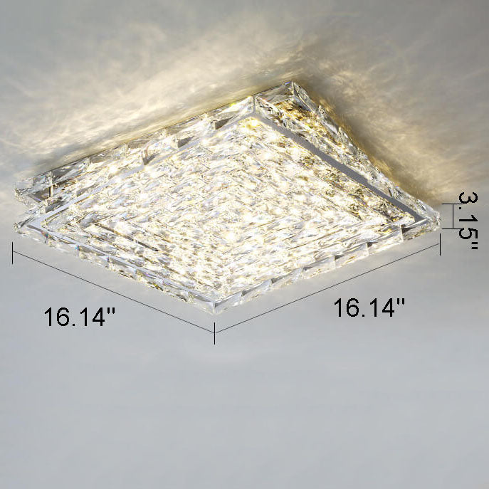 Modern Luxury Crystal Square LED Flush Mount Ceiling Light