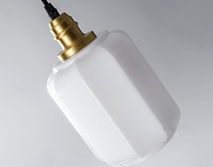 Lámpara colgante de 1 luz de vidrio blanco vintage nórdico 