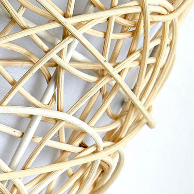 Rattan Weaving Half-Cylinder 1-Light Wall Sconce Lamp