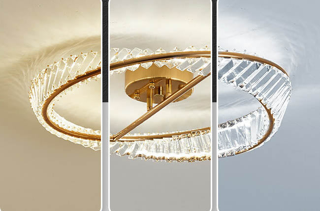 Post-modern Crystal Round LED Semi-Flush Mount Ceiling Light