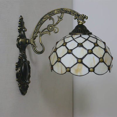 Lámpara de Aplique de Pared de Vidrio Semicircular Europeo de 1 Luz Tiffany 