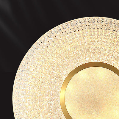 Modern Luxury Round Bowl Shaped Brass LED Flush Mount Ceiling Light