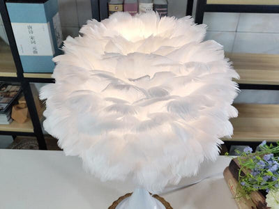 Modern Feather 1-Light Globe Teardrop Base Table Lamp