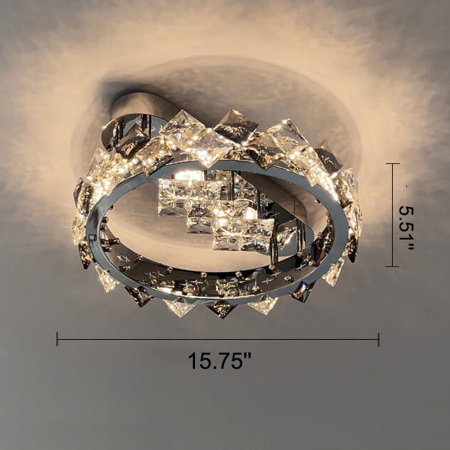 Modern Luxury Crystal Circle LED Semi-Flush Mount Ceiling Light
