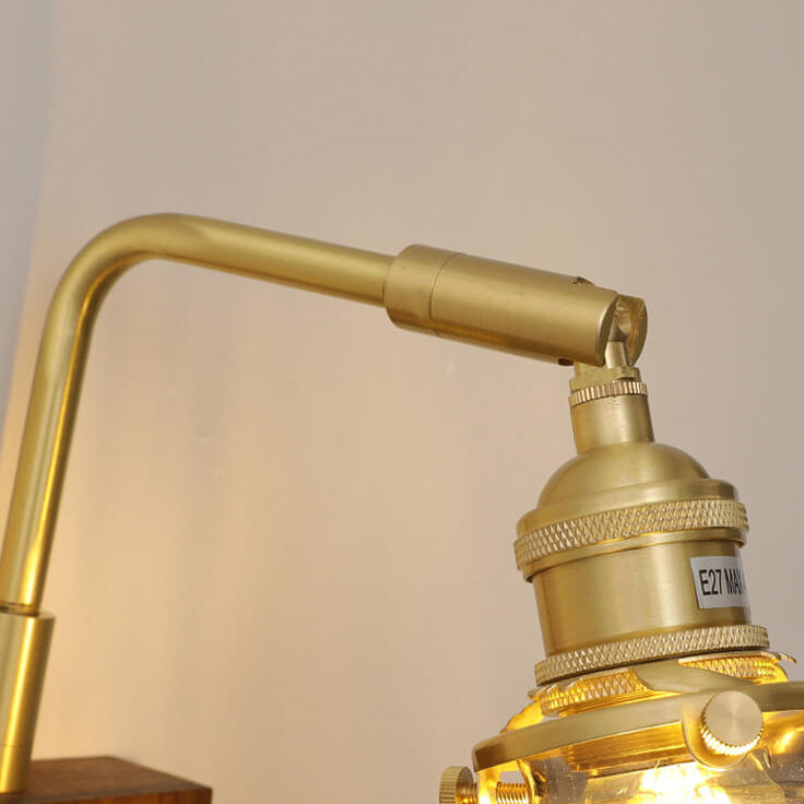 Vintage Walnuss Keramik Glocke 1-Licht Wandleuchte Lampe 